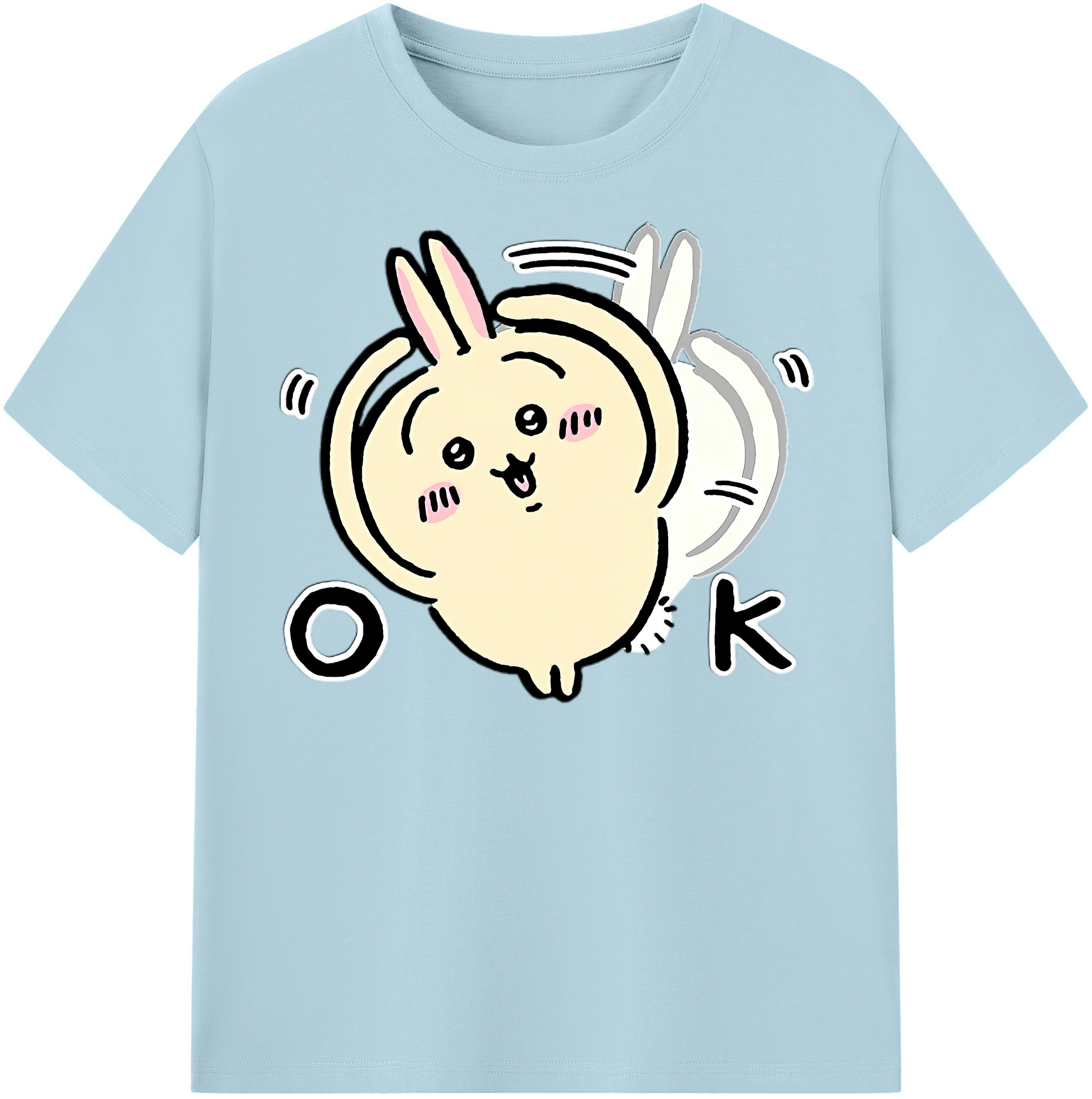 （画像用） ちいかわ うさぎ Chii-kawa usagi 綿100％半袖Tシャツ（フロントプリント）